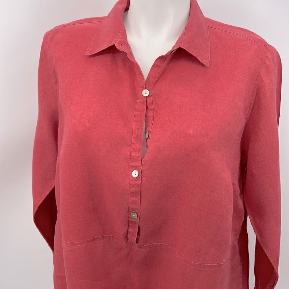 J Jill 100% linen light salmon colored tunic with pockets